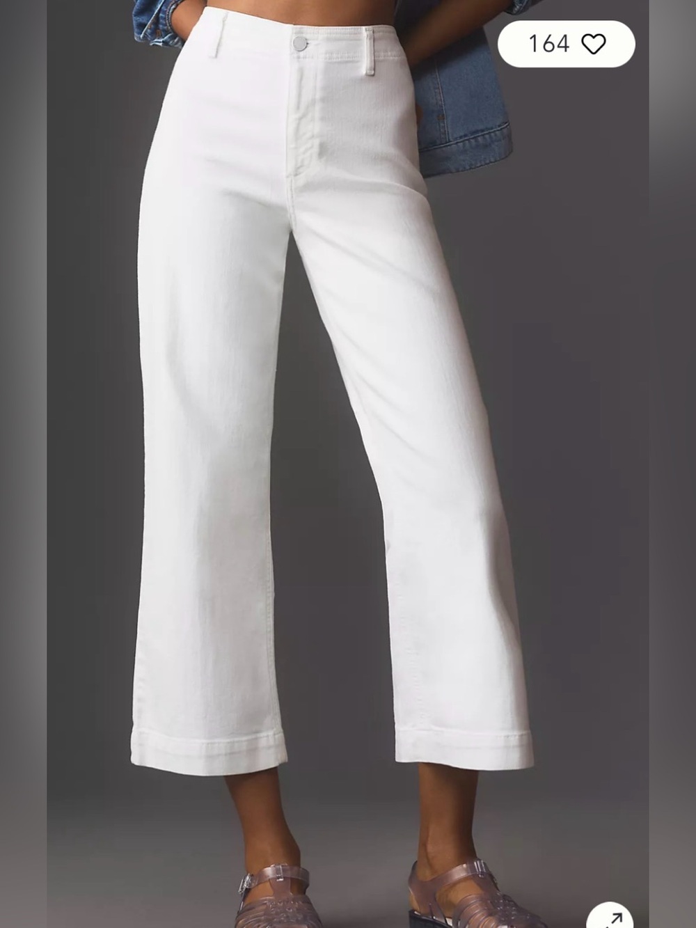 PAIGE Nellie Mid-Rise Crop Culotte Wide Leg White Jeans Size 30